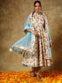 Pomcha Jaipur Beige Halter Neck Cotton Anarkali Set